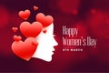 Beautiful womens day background with red hearts