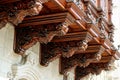 Beautiful Wood Carved Decorative Balcony of the Archbishop`s Palace of Lima, Plaza Mayor, Lima, Peru Royalty Free Stock Photo