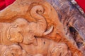 Beautiful Wood carving of elephant family. Antique Art Handmade Royalty Free Stock Photo