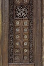 Beautiful wood carving, handmade door in muslim oriental style. Royalty Free Stock Photo