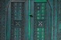 Beautiful wood carving, handmade door in muslim oriental style. Royalty Free Stock Photo