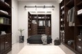 Beautiful wood horizontal wardrobe and walk in closet