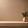 Beautiful wood pattern counter top, on beige brown stucco wall