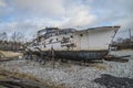 Beautiful wooden boat are due Royalty Free Stock Photo