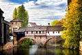 Nuremberg, Hangman`s Bridge over the Pegnitz River. Franconia, Germany Royalty Free Stock Photo