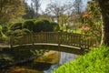 Beautiful wooden bridge in an oriental park Royalty Free Stock Photo