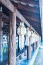 Beautiful Wooden Building in Cherntawan International Meditation Center Royalty Free Stock Photo