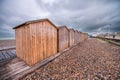 Beautiful wooden cabins on the shore of Dieppe, Normandy