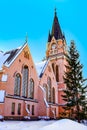 Beautiful wooden church in the town Kemi