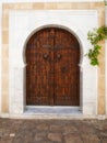 Beautiful wooden gate with three knocking methods, Sidi Bou Said, Tunisia, Africa