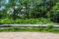 Beautiful wooden horse fence at an agricultural field Royalty Free Stock Photo