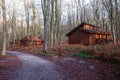 Beautiful Wooden house in black wood forest Royalty Free Stock Photo