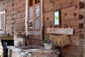 Beautiful Wooden House in the Forest. Forest Sauna House. Royalty Free Stock Photo