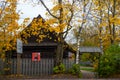 Beautiful wooden house in the Russian style. The house where lived the nurse of A. S. Pushkin. Leningrad oblast. Royalty Free Stock Photo