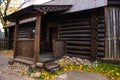 Beautiful wooden house in the Russian style. The house where lived the nurse of A. S. Pushkin. Leningrad oblast. Royalty Free Stock Photo