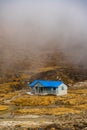 Beautiful Wooden Houses with a River in Sele La Pass of Kanchenjunga Conservation Himalayas in Nepal