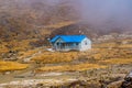 Beautiful Wooden Houses with a River in Sele La Pass of Kanchenjunga Conservation Himalayas in Nepal