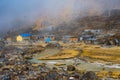 Beautiful Wooden Houses with a River in Sele La Pass of Kanchenjunga Conservation Himalayas in Nepal