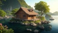 A beautiful wooden hut in a dream island Royalty Free Stock Photo