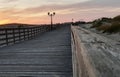 Beautiful wooden path on the beach for walking