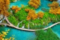 Beautiful wooden path in Plitvice Lake, Croatia Royalty Free Stock Photo