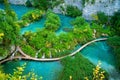 Beautiful wooden path in Plitvice Lake, Croatia Royalty Free Stock Photo