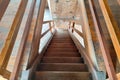 Beautiful wooden staircase in an old building or castle. Royalty Free Stock Photo