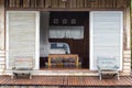 Beautiful wooden terrace or balcony with two chair near beach, , Thailand