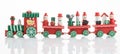 Wooden toy train with colorful blocs isolated Royalty Free Stock Photo