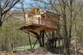 Beautiful wooden treehouse built in a park