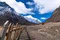 Beautiful wooden wall for Yaks autumn landscape of Daocheng Yading National Park