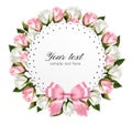 Beautiful wreath, made out of pink and white flowers