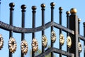 Beautiful wrought fence. Image of a decorative cast iron fence. metal fence Royalty Free Stock Photo