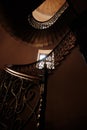 Beautiful wrought iron stairs in old house in Lviv, Ukraine Royalty Free Stock Photo