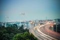 Beautiful xiamen haicang bridge in nightfall