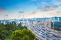 Beautiful xiamen haicang bridge in sunset Royalty Free Stock Photo