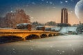 Beautiful xmas winter night scenery fineart, Romania Royalty Free Stock Photo