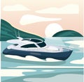 beautiful yacht boat summer cruise at sea vector illustration