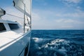 Beautiful yacht in open sea. Traveling, yachting, sailing concept.