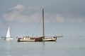 Beautiful yacht sailing at IJsselmeer bay. Netherlands