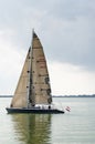 Beautiful yacht sailing at IJsselmeer bay. Netherlands