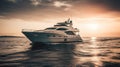 Beautiful yacht in the sea. Generative AI