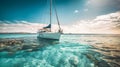 Beautiful yacht in the sea. Generative AI