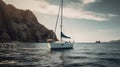 Beautiful yacht in the sea. Generative AI