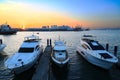 Beautiful yachts in the sunset at Kaohsiung Harbor Royalty Free Stock Photo