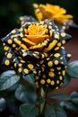 yellow and black striped leopard pattern rose, ai generated image Royalty Free Stock Photo