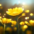 Beautiful yellow daisy flowers with bokeh background, close up Generative AI Royalty Free Stock Photo