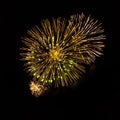 Beautiful Yellow fireworks isolated on black background Royalty Free Stock Photo