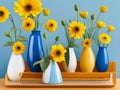 Beautiful yellow flower blooms vibrantly in a colorful vase, adding a burst of joy and warmth to any space