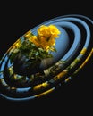 Beautiful yellow flower and moon vector background .